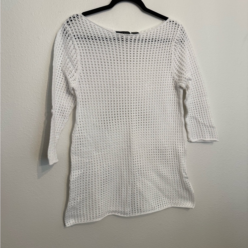 Jeanne Pierre White Cotton Knit Sweater Dress Cover Up Large/M